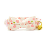 Prazcci cat collar with heart pink bow on soft cotton for comfortable daily wear.
