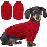 Preferhouse dog sweater medium red front view shows cozy warmth for chilly walks