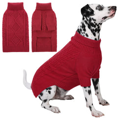 Preferhouse dog sweater in red turtleneck knit keeps pets warm and stylish.