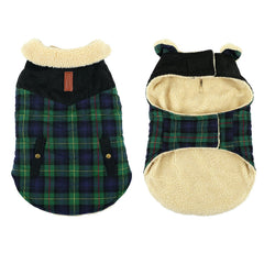 Preferhouse puppy plaid jacket green M close-up fleece for warm comfort