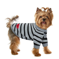 Preferhouse striped dog t-shirt front view with breathable cotton blend.