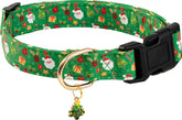 PREHAI Green Christmas dog collar soft-material close-up for gentle daily wear comfort.