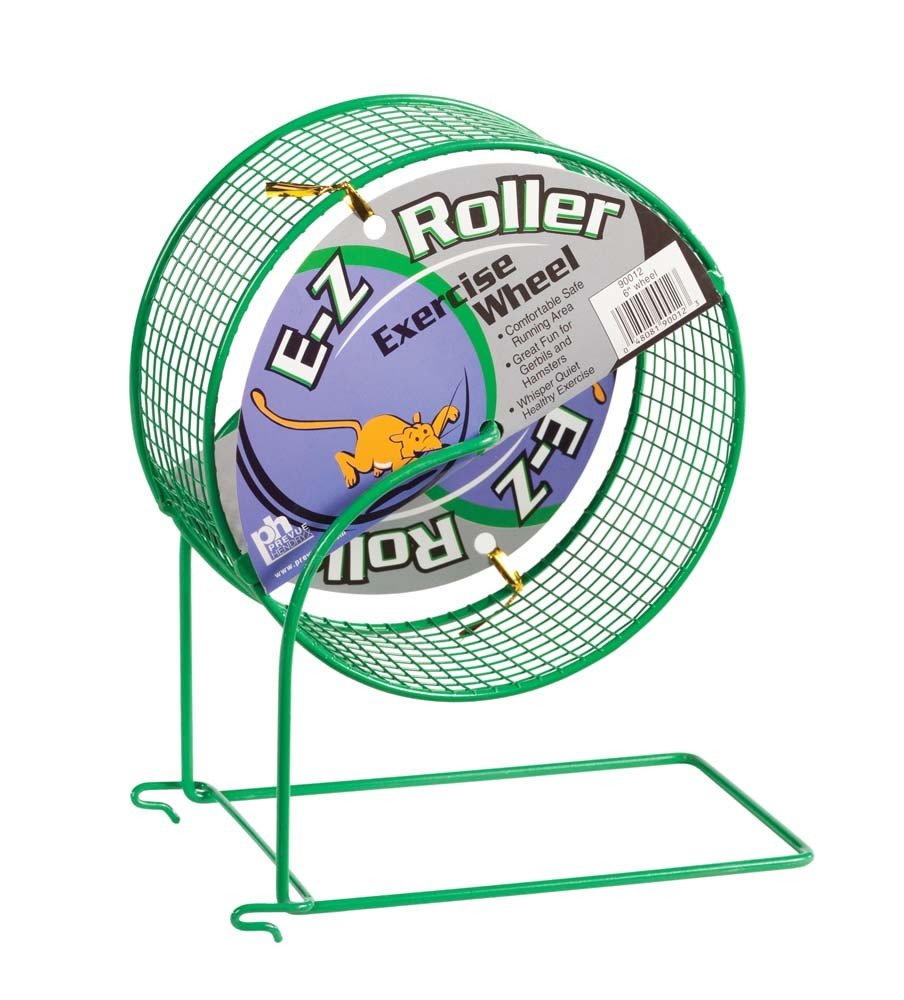 Prevue Pet SPV90012 wire-mesh hamster wheel offers safe exercise for small animals.
