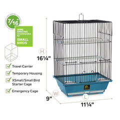 Prevue SP50021 slate bird cage interior shows cups and perches for quick setup