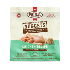 Primal Freeze Dried Nuggets chicken-packaging highlights premium ingredients and USA-made quality.