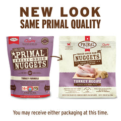 Primal Freeze Dried Raw Turkey Nuggets in a bowl, showing meal or topper use.
