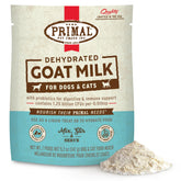 Primal Goat Milk Powder bottle demonstrates shelf-stable hydration support for pets.