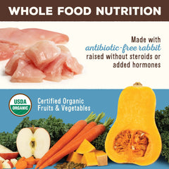 Primal Pet Foods rabbit nuggets rehydration shot demonstrates texture improvements for palatability.