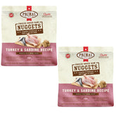 Primal Pet Foods turkey-sardine nuggets close-up shows wholesome ingredients.