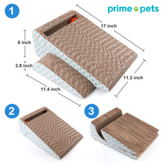 PrimePets Catnip Ball on the scratch pad for interactive play.