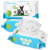 Prime Pets dog wipes package showing resealable packaging for easy travel.