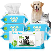 Prime Pets dog wipes paws-butt image shows gentle cleaning for mud and odor.