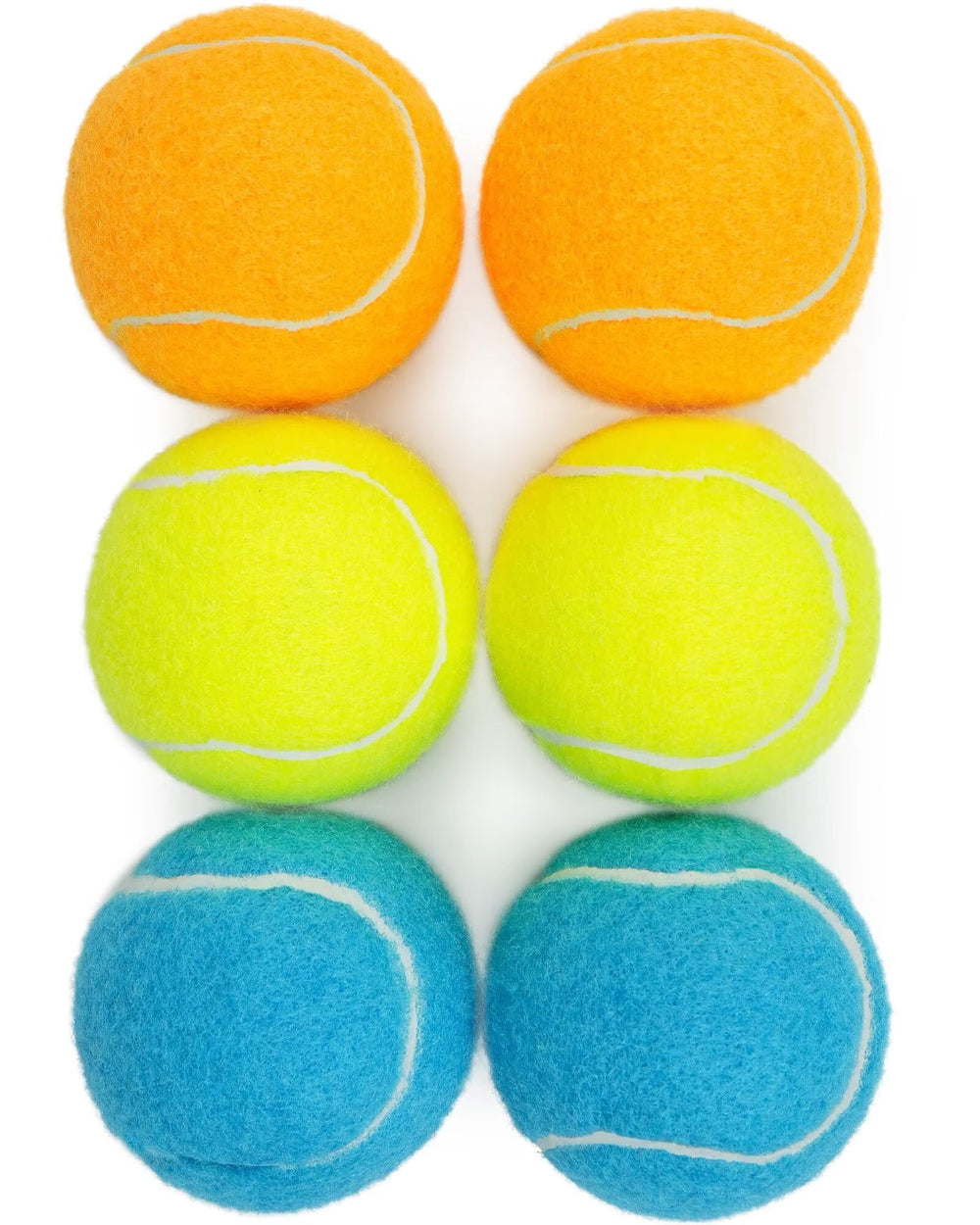 Prime Pets tennis balls 6-pack in bright colors for easy visibility during fetch.
