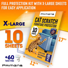 Primens anti-scratch tape guard on fabric couch demonstrates resilience and easy upkeep.