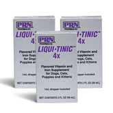 PRN Pharmacal Liqui-Tinic 4X bottle front promoting pet daily nutrition with iron and vitamins.