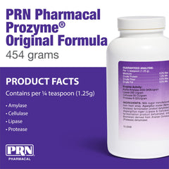 PRN ProZyme Original ingredient panel close-up emphasising plant-derived enzymes