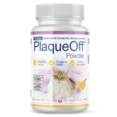 ProDen PlaqueOff cat powder tub closeup for easy dental care.