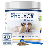 ProDen PlaqueOff powder dog pour shows easy dosing for dental care