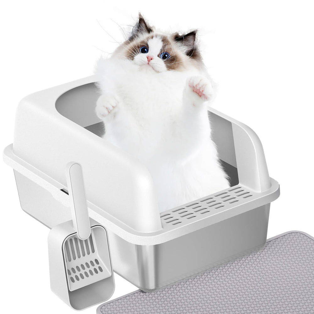 Prodigen stainless steel cat litter box with lid keeps odors contained and easy to clean