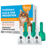 ProElobara topical flea and tick application on the cat’s shoulder blades for easy administration.