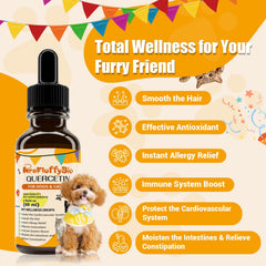 ProFluffyBio Quercetin Drops dog meal mix in food bowl