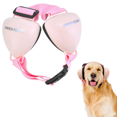 PROHEAR dog ear muffs pink adjustable strap close-up for secure comfort.