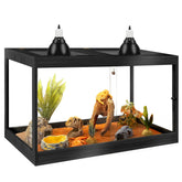 PROLEE Bearded Dragon Tank with four-sided tempered glass for clear visibility and durability.