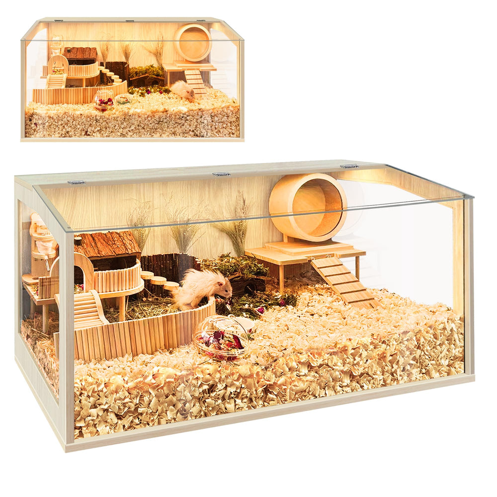 PROLEE Hamster Cage 32in Chewproof — spacious habitat for active burrows and enrichment.