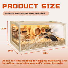 PROLEE hamster cage chewproof acrylic windows provide clear visibility for observation.