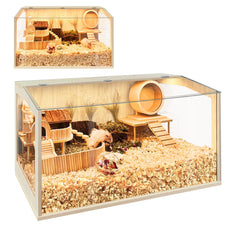 PROLEE hamster cage with openable top and clear view for easy observation and interaction