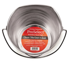 ProSelect flat-sided pail interior surface is easy to clean after use.