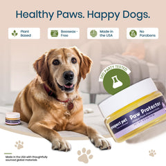 Prospect Pet Paw Protector applied to a dog's paw pad during a walk for protection.