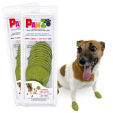 Protex PawZ olive-green small paw boot on paw provides reliable grip on wet surfaces.