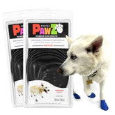 Protex PawZ rubber dog boots on a medium paw provide a secure fit for rainy walks.