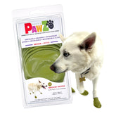 Protex PawZ olive-green rubber dog boots packed as a 12-count for all-weather paw protection.