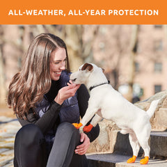 Protex PawZ rubber dog boots orange waterproof side view for outdoor protection
