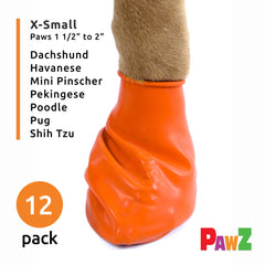 Protex PawZ small-paws booties orange top view keeps paws dry on wet pavements