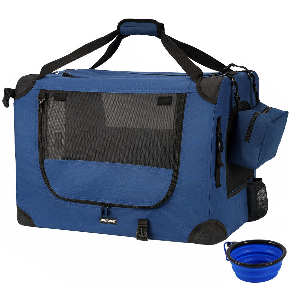 Prutapet large cat carrier front view showcasing roomy interior for easy movement during travel.