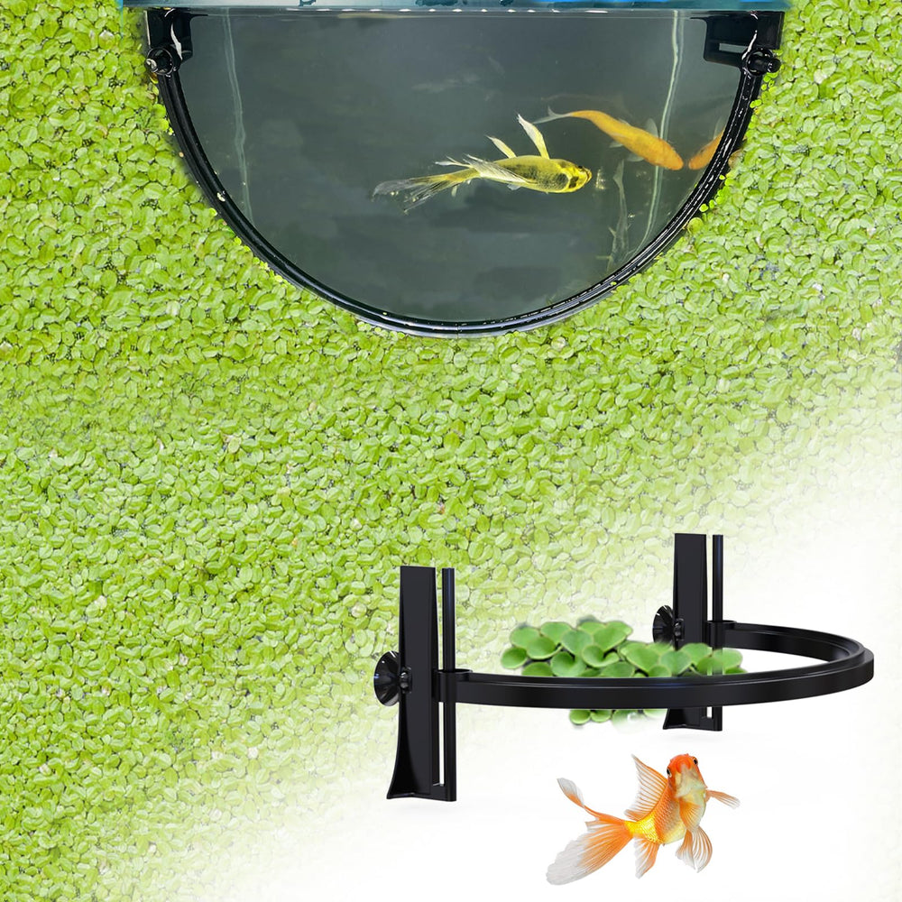 Pryitier aquarium floating plant barrier front view with secure suction cup.