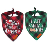 Bandana PTDECOR para perro con cuadros rojos y verdes, ideal para Navidad.