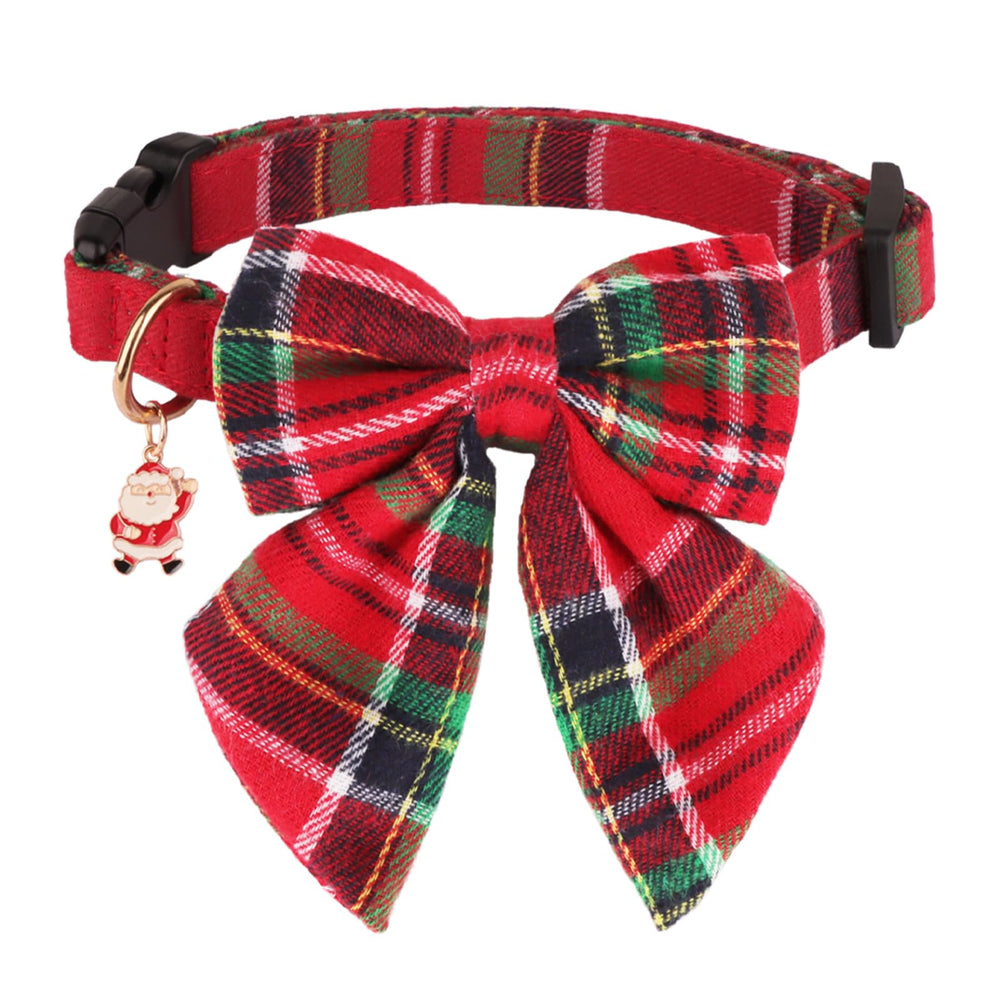 PTDECOR Christmas dog collar with removable bowtie for festive photos