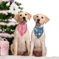 PTDECOR dog bandana pink-blue inner view shows double-layer comfort.