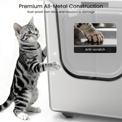 PTFFF odor-control enclosed litter box design keeps air fresh