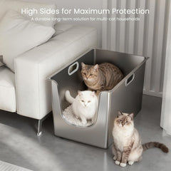 PTFFF open-top design improves monitoring and air flow for clean, fresh litter areas.