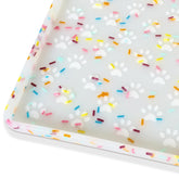 Ptlom dog food mat with raised edges keeps spills off floors.