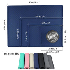 Ptlom Pet Placemat navy blue overflow edge prevents spills during meals