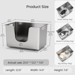 Ptlom stainless steel litter box entry low-angle enables easy access for seniors.