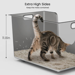 Ptlom stainless steel litter box high-sides reduce litter scatter.