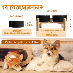 PTOBER anti-slip bamboo stand with rubber pads keeps bowls steady during meals.