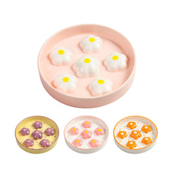 PTOBER ceramic slow-feeder bowl flowers top view highlights flower obstacles for mindful eating.